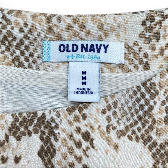 New Old Navy Long Sleeve Neutral Chiffon Snake Print Dress |Size Medium - Picture 9 of 14